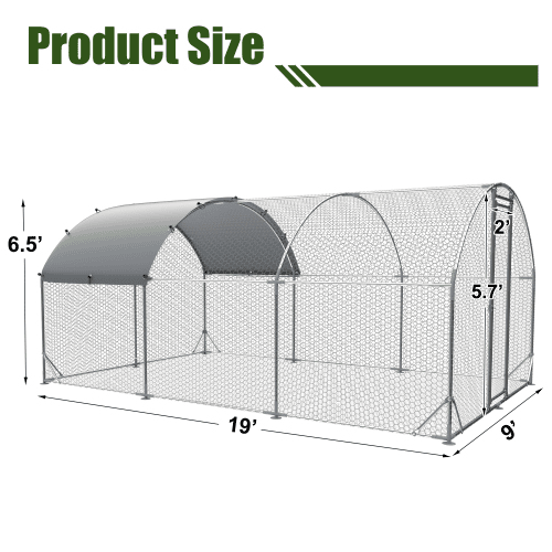 Large Metal Chicken Coop Upgrade Three Support Steel Wire Impregnated Plastic Net Cage, Oxford Cloth Silver Plated Waterproof UV Protection, Duck