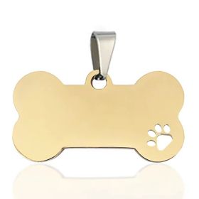 Stainless Steel Bone Shaped Pendant For Cat Collars; Metal Pendant For Pet Necklace; Pet Supplies (Color: Golden, size: L)