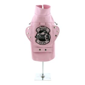 Biker Dawg Motorcycle Dog Jacket (Color: pink, size: X-Large)