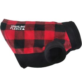 Highline Fleece Dog Coat (Color: Red and Black Plaid, size: Size 24)