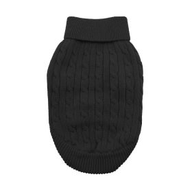 Combed Cotton Cable Knit Dog Sweater (Color: Jet Black, size: medium)