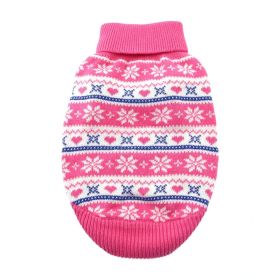 Combed Cotton Snowflake and Hearts Dog Sweater (Color: pink, size: X-Small)
